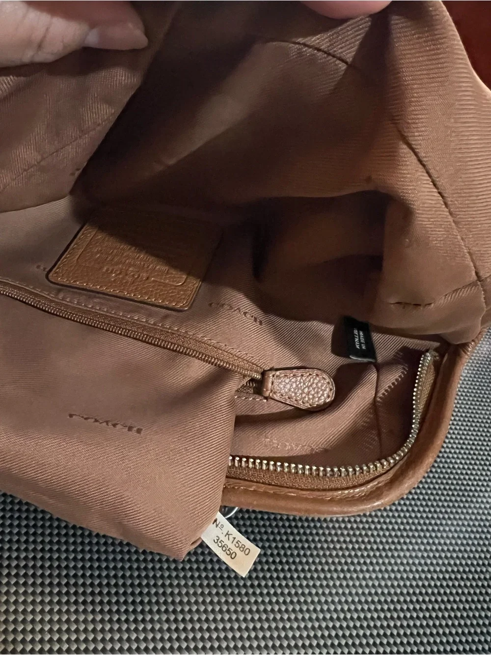 2015 35650 Coach Tan Pebbled Leather Satchel